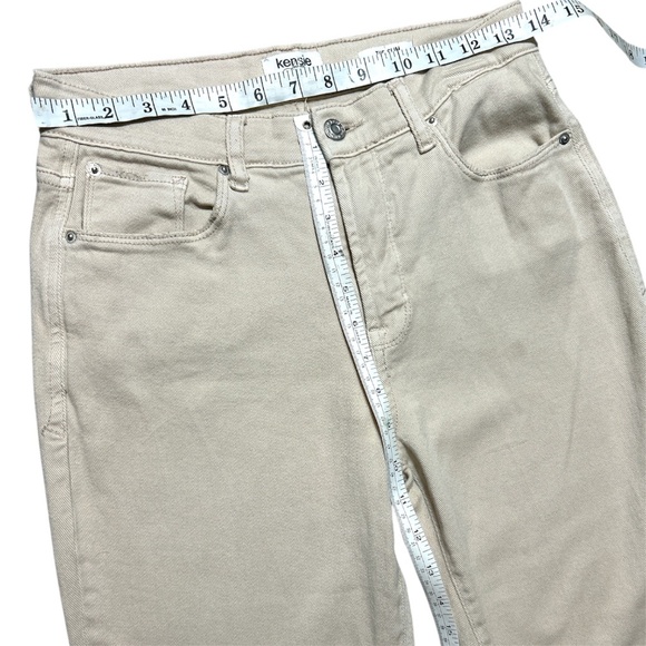 Kensie Vintage Lux Slim Cropped Jeans Raw Hem Beige Size 4 - Picture 5 of 5